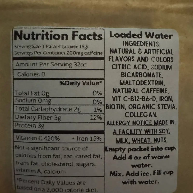 Loaded Waters Energy Drink Mix | 200Mg Caffeine | Sugar-Free & Gluten-Free