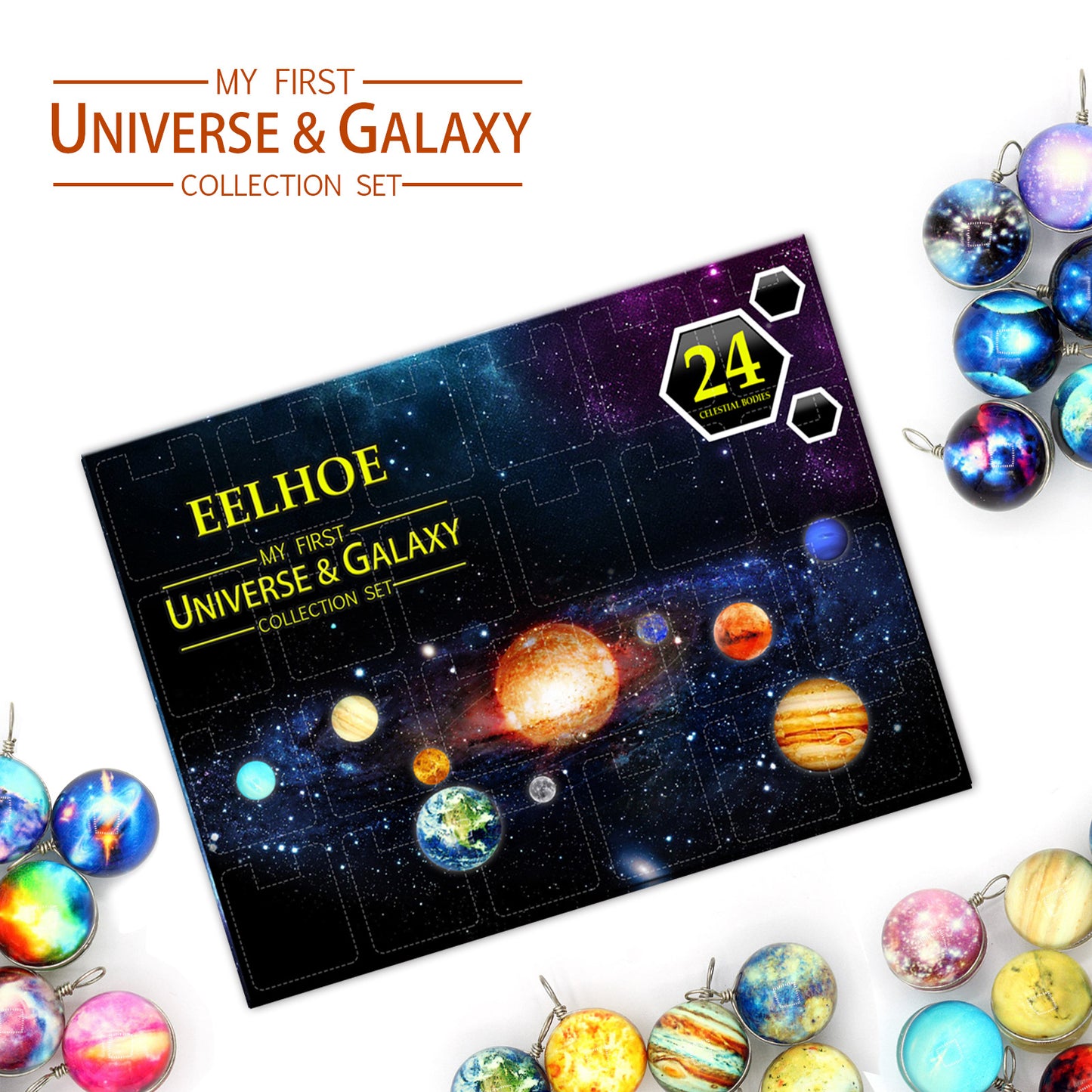 24 Days Galactic Christmas Planets Decoration Box
