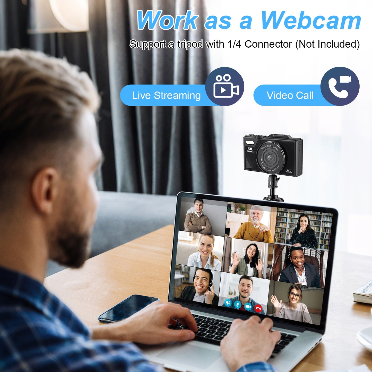 UHD 5K 75MP Digital Camera