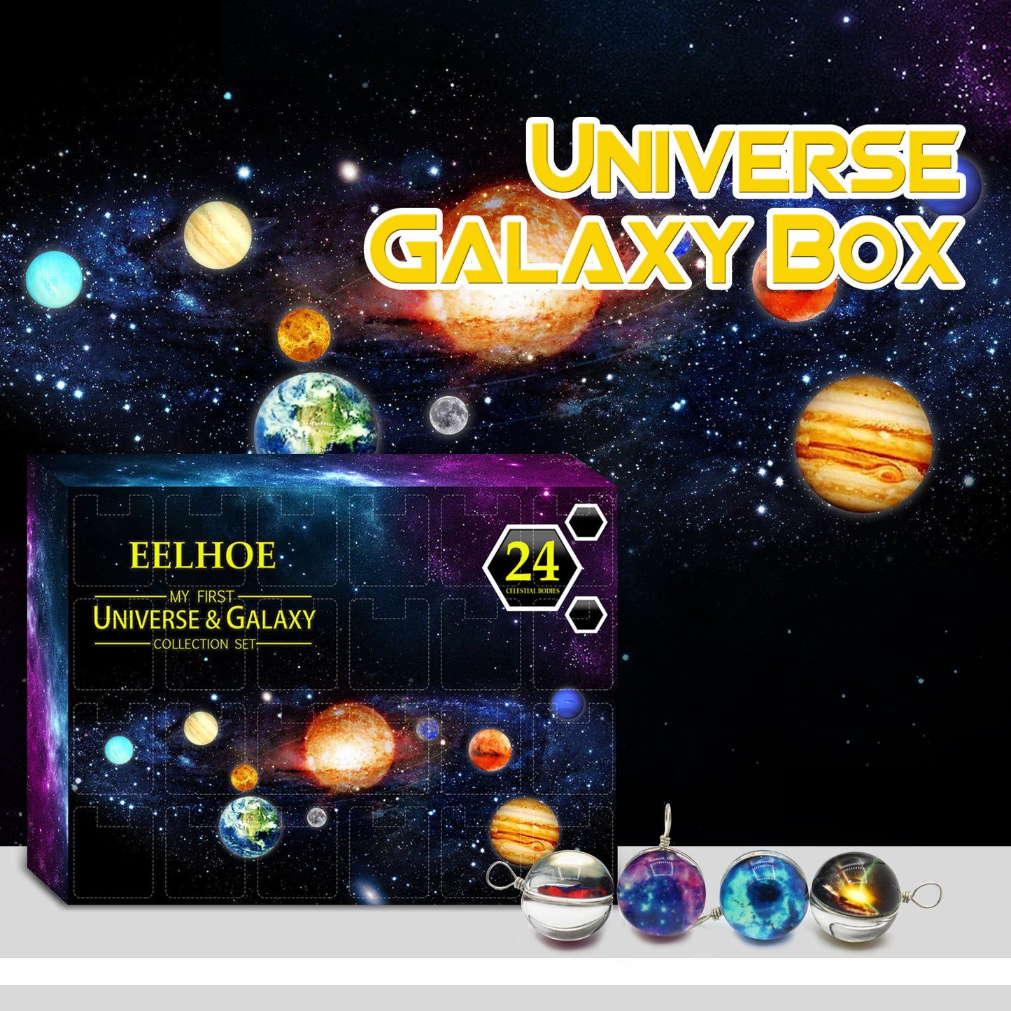 24 Days Galactic Christmas Planets Decoration Box