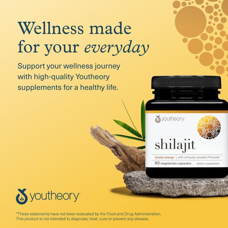 Youtheory Shilajit - 500 Mg, 60 Count Capsules