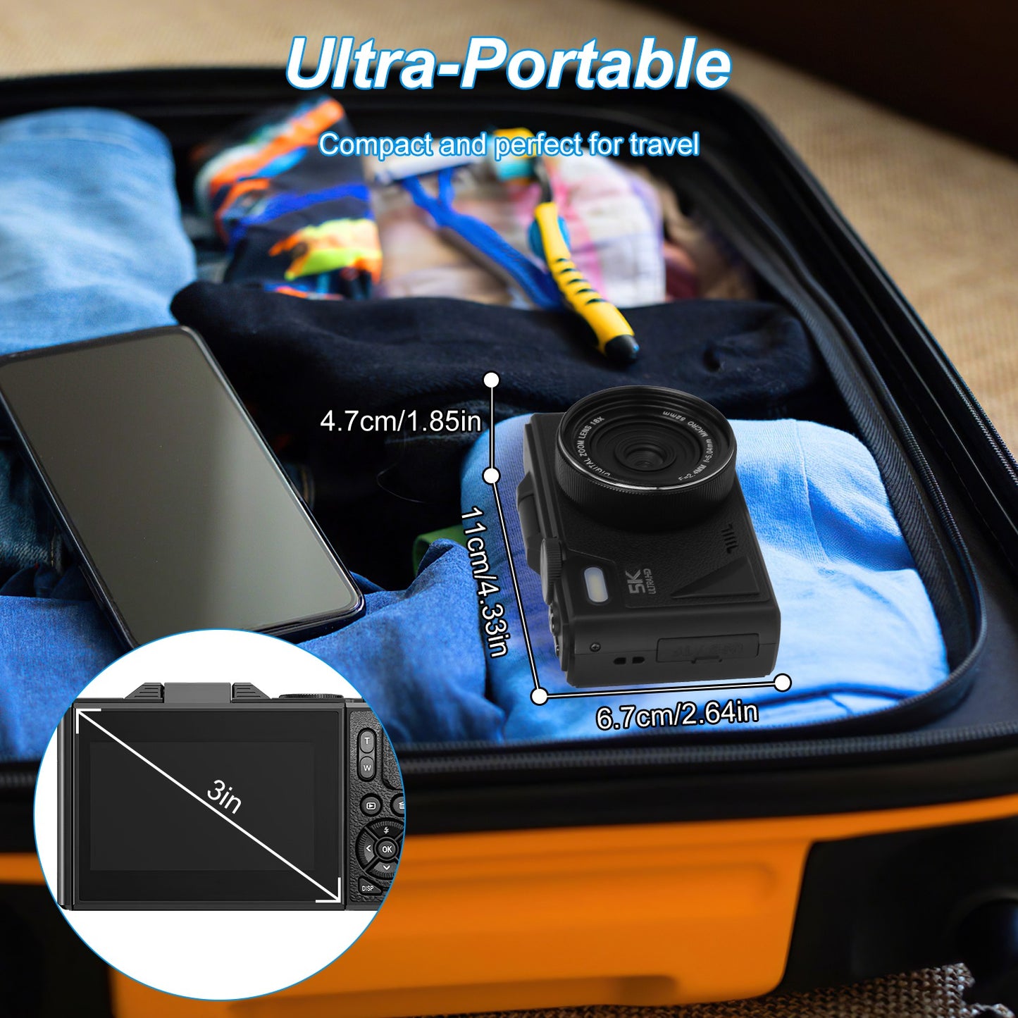 UHD 5K 75MP Digital Camera