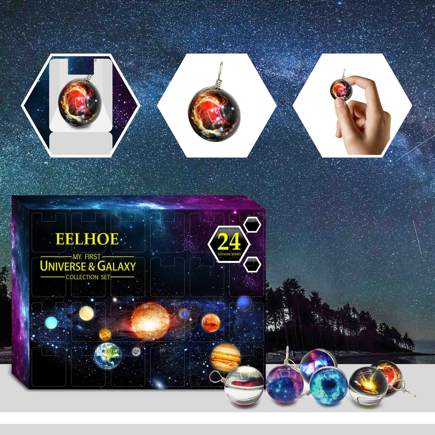 24 Days Galactic Christmas Planets Decoration Box