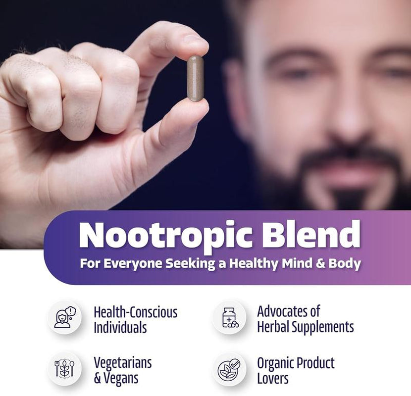 Nano Choice Nootropic Blend - Mushroom Complex Supplement for Brain, Focus, Productivity & Immune Support | Non-Gmo, Vegan, Made in USA | 120 Capsules Fitness Edible Dietary Healthcare