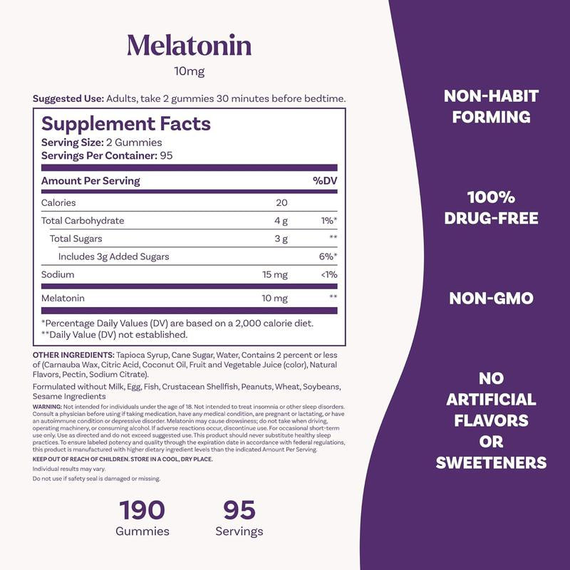 Natrol Melatonin Gummies, Sleep Support, 190 Strawberry-Flavored Adult Melatonin Gummies, 10 Mg Sleep Aids for Adults