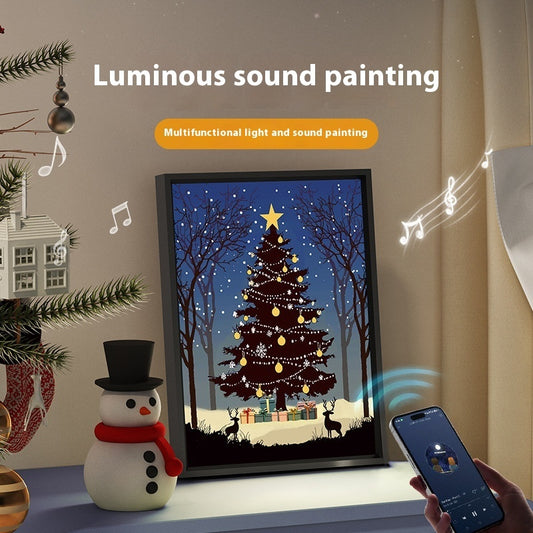 Christmas Tree Painting Bluetooth Speaker Desktop Ornament Gift Light