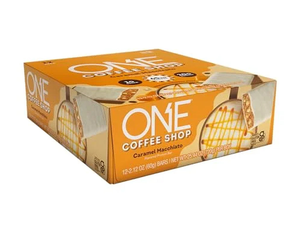 Coffee Shop Caffeinated Protein Bars, Caramel Macchiato, Gluten Free with 20G Protein and 65Mg of Caffeine Energy, Pantry Staples, 2.12 Oz (12 Count)