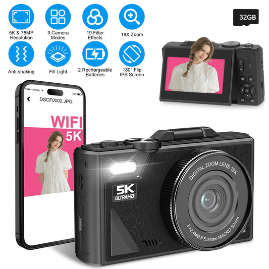 UHD 5K 75MP Digital Camera