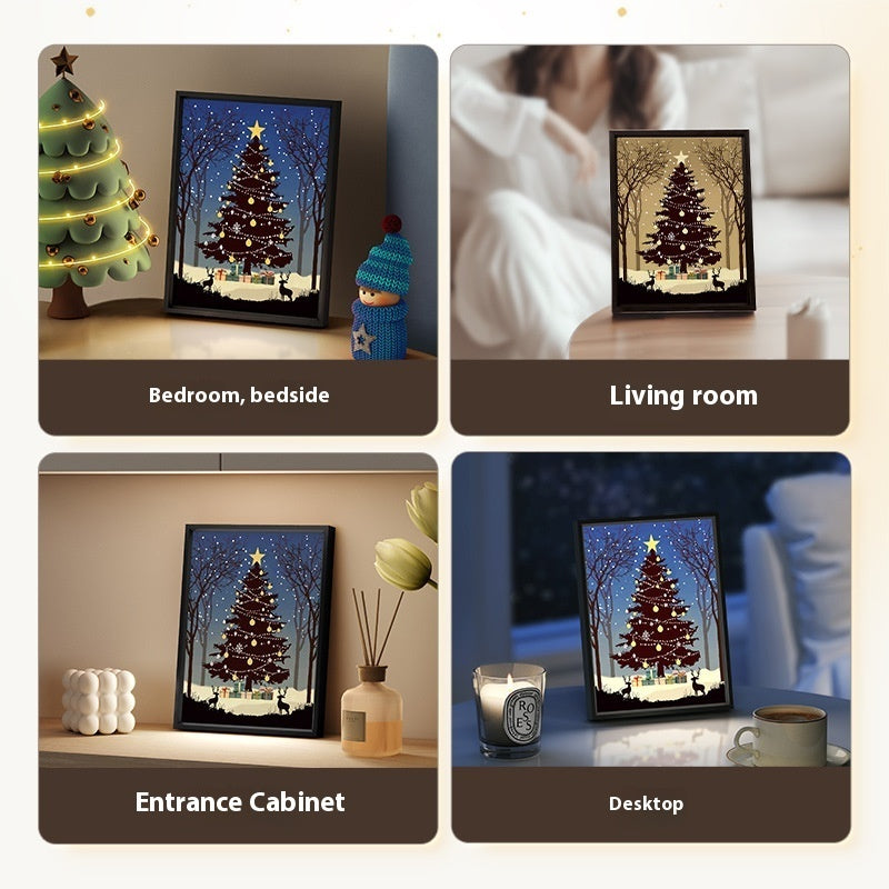 Christmas Tree Painting Bluetooth Speaker Desktop Ornament Gift Light