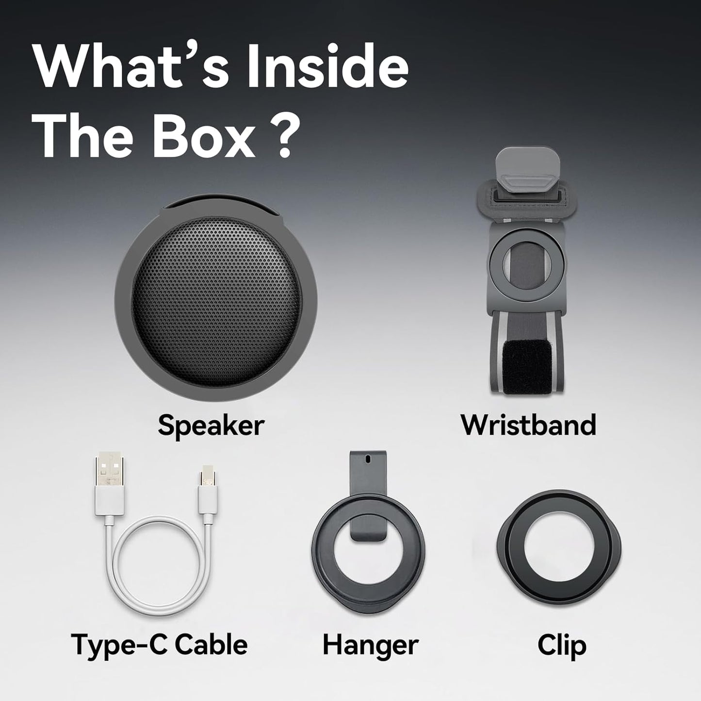 Portable Bluetooth Speakers Wireless Mini Speaker with Enhanced Bass, HD Sound, Wearable Speaker with Microphone, 9.5H Playtime, IPX6 Waterproof for Sports, Outdoor Travel(Gray)