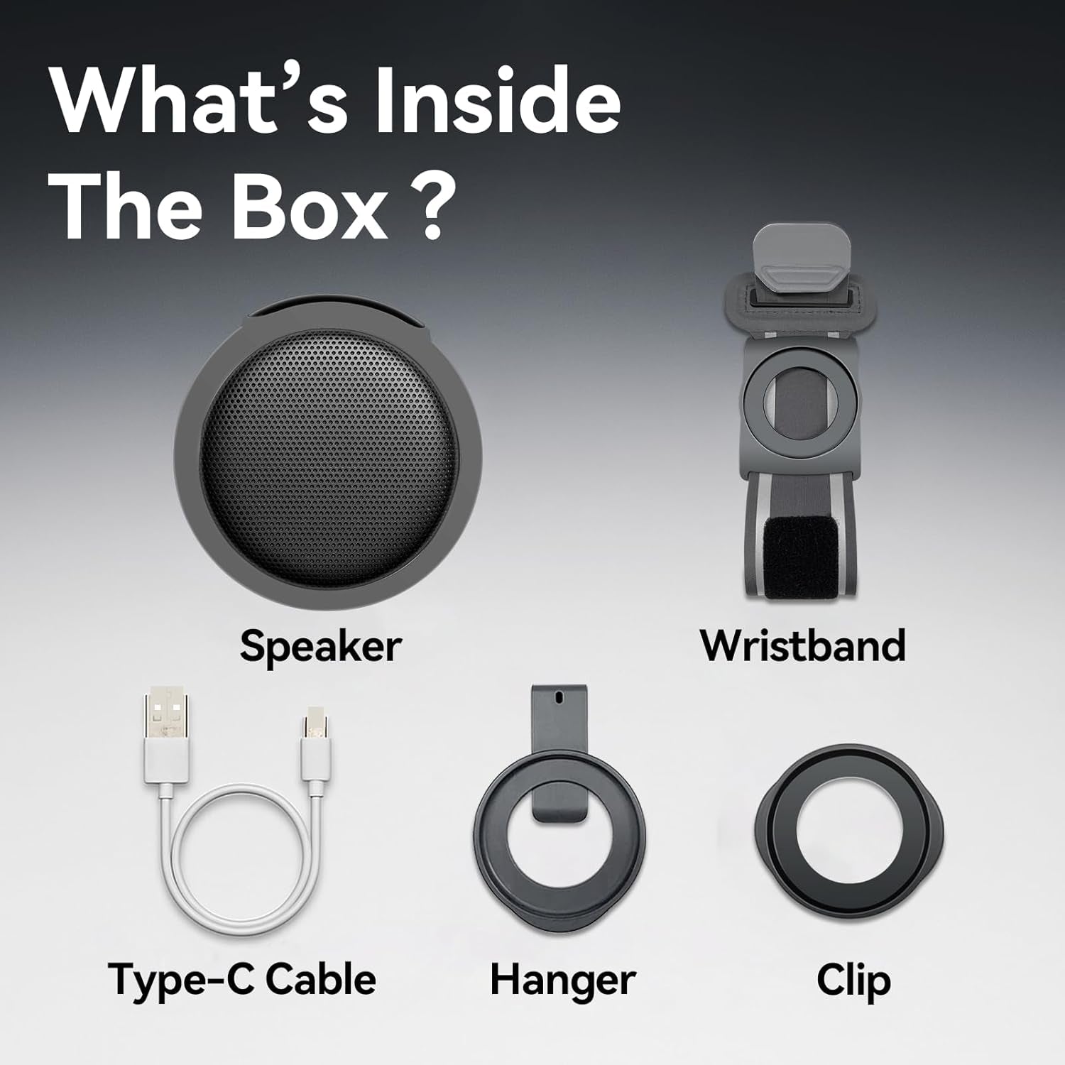 Portable Bluetooth Speakers Wireless Mini Speaker with Enhanced Bass, HD Sound, Wearable Speaker with Microphone, 9.5H Playtime, IPX6 Waterproof for Sports, Outdoor Travel(Gray)