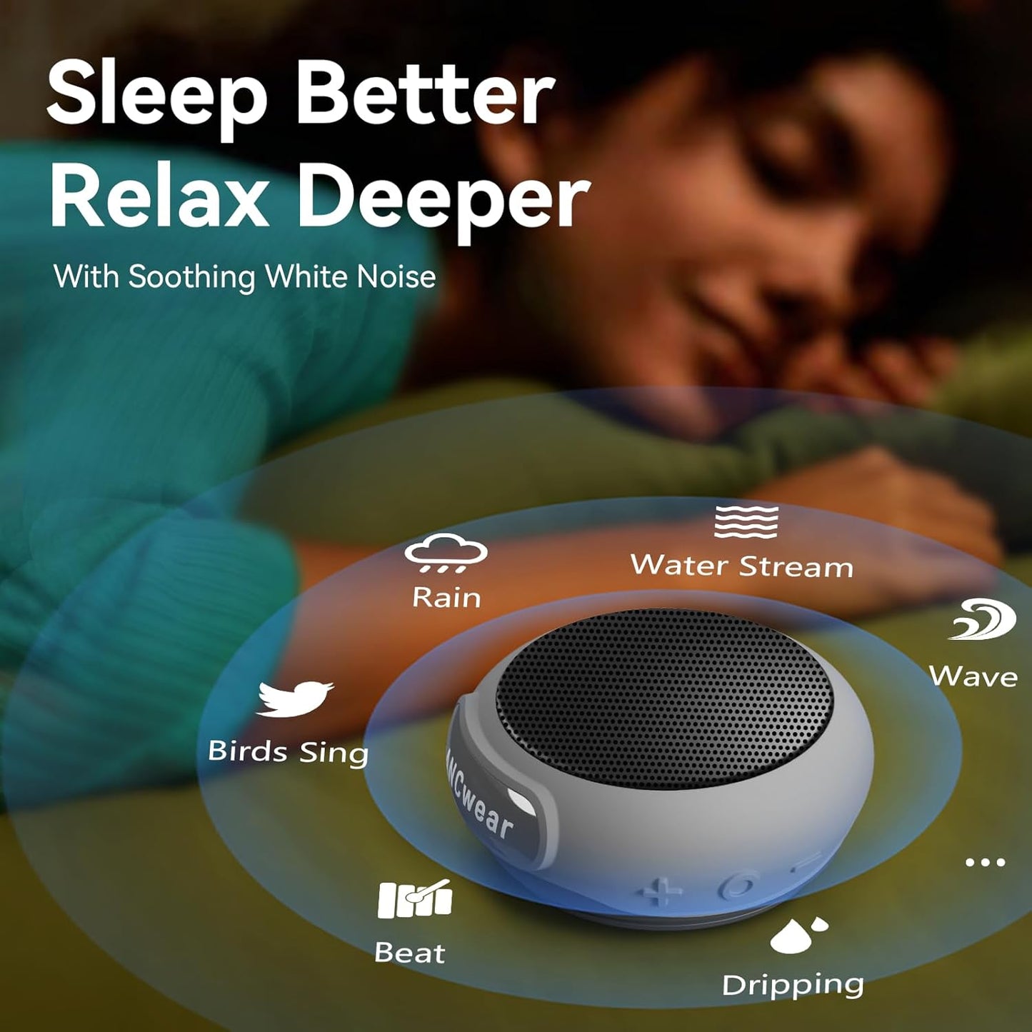 Portable Bluetooth Speakers Wireless Mini Speaker with Enhanced Bass, HD Sound, Wearable Speaker with Microphone, 9.5H Playtime, IPX6 Waterproof for Sports, Outdoor Travel(Gray)