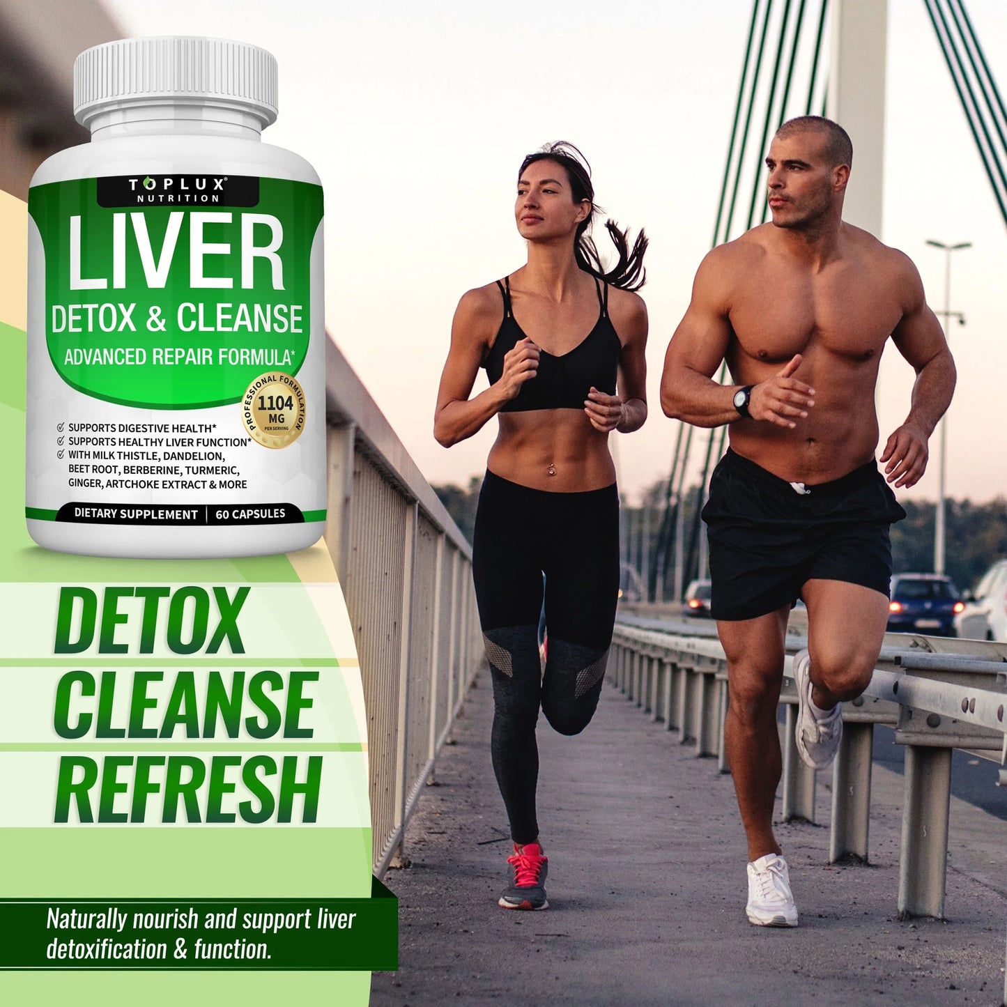 Detox Liver Cleanse Supplement Support Liver & Body Detox Milk Thistle Artichoke Extract Dandelion Root, 25+ Herbs 60 Capsules