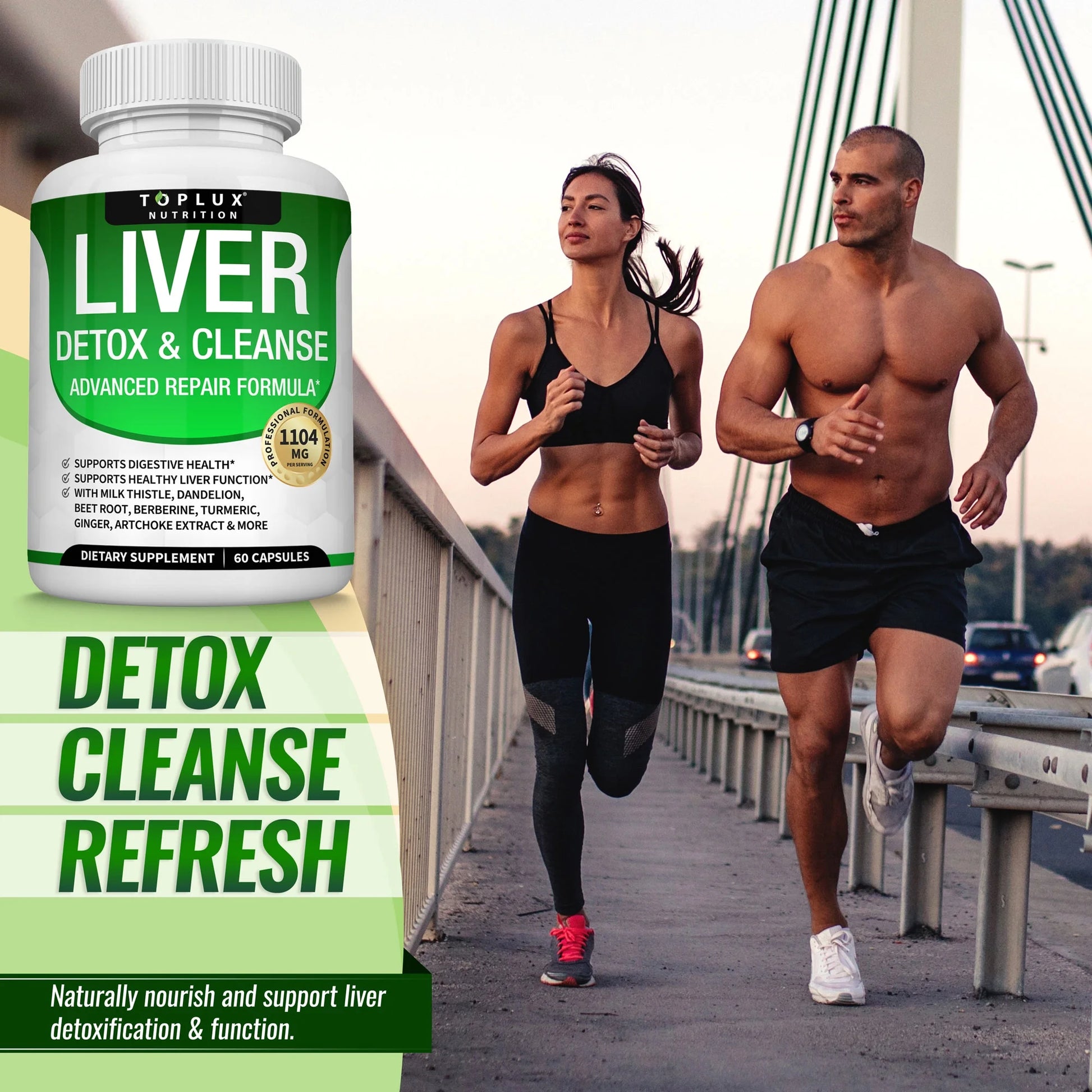 Detox Liver Cleanse Supplement Support Liver & Body Detox Milk Thistle Artichoke Extract Dandelion Root, 25+ Herbs 60 Capsules