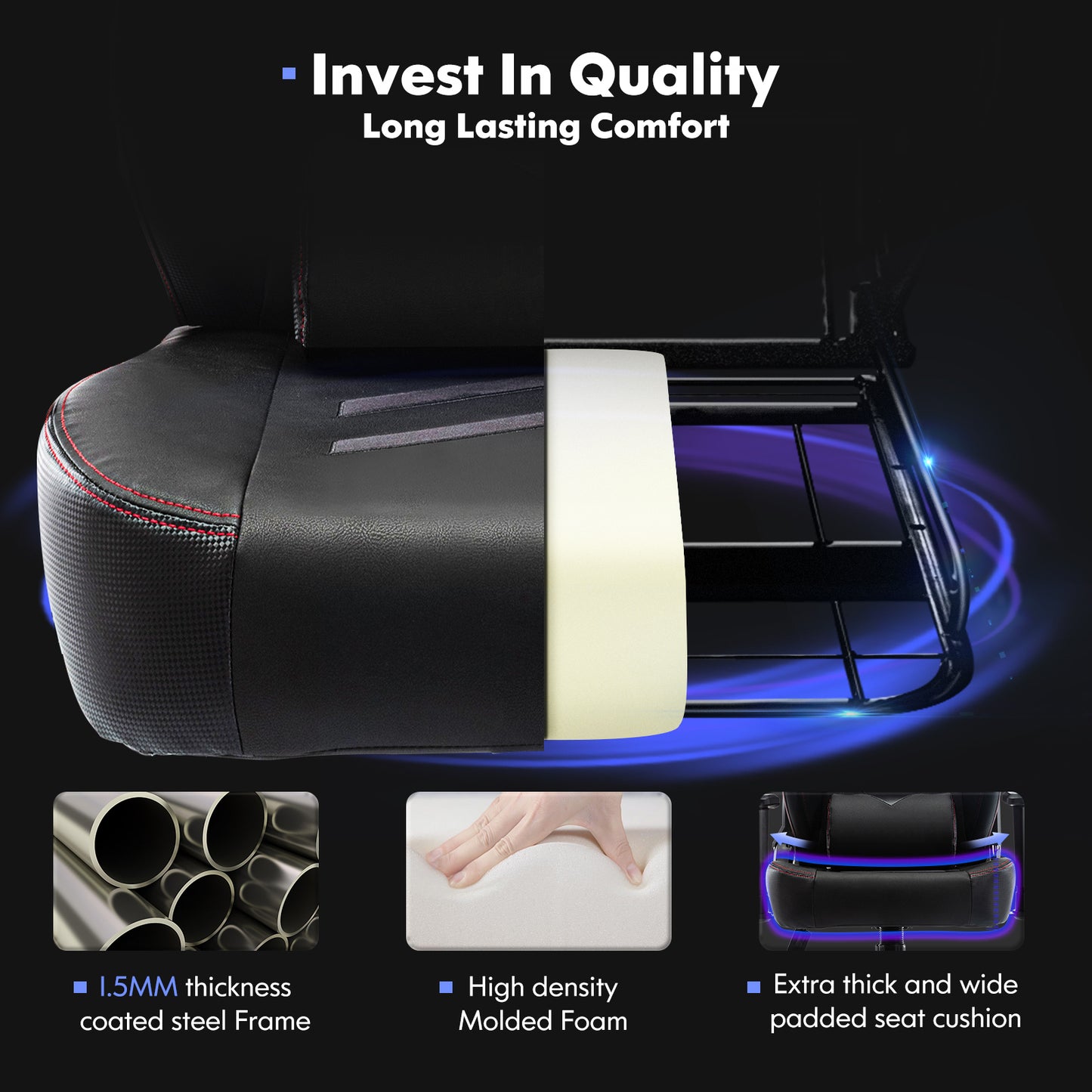 FUQIDO Tall Gaming Chair 350lbs Racing Computer Gaming Chair