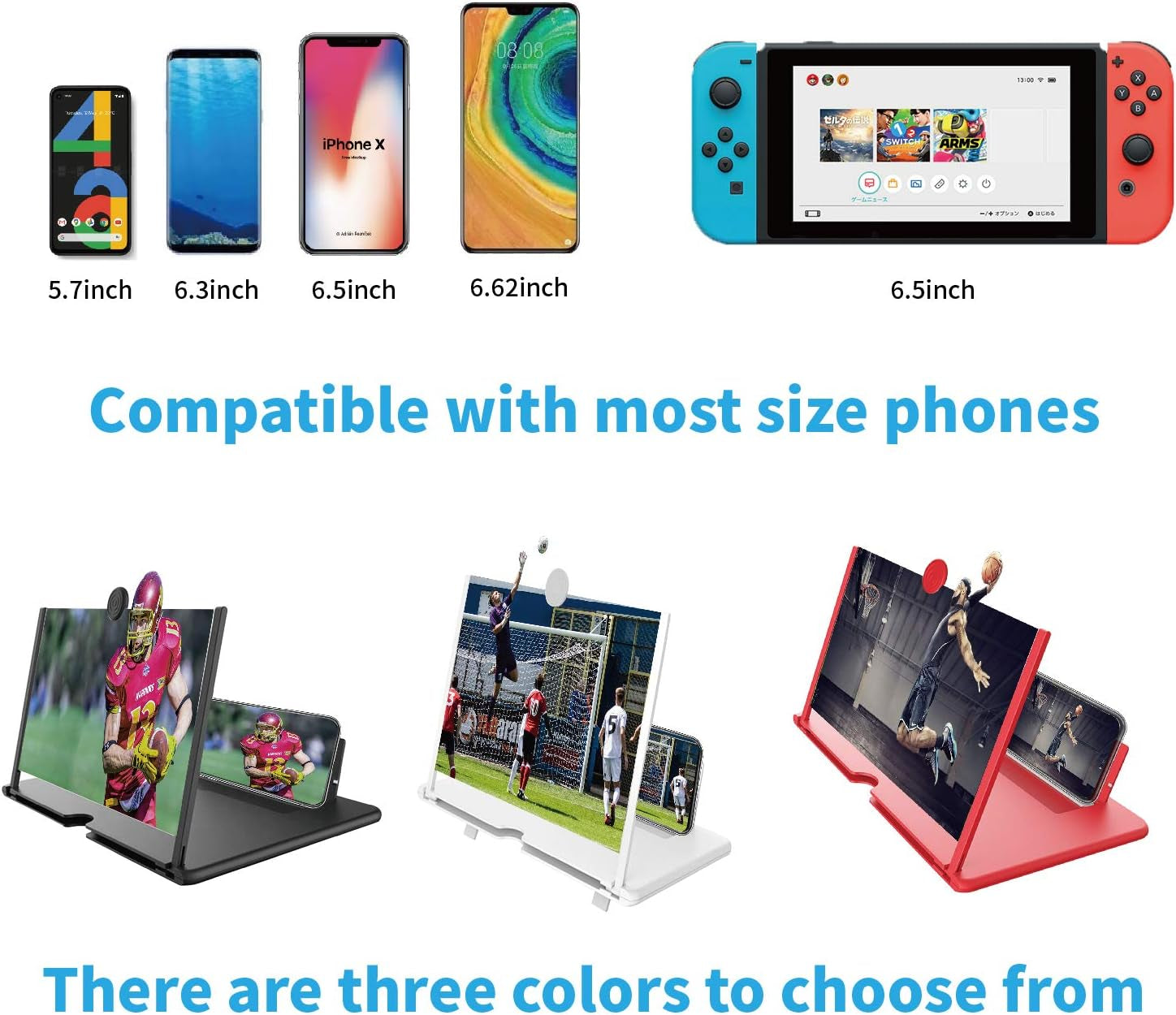 18 Inch Screen Magnifier for Cell Phone 3D Hd Phone Screen Magnifier,Portable Phone Screen Amplifier Enlarger for Movies Videos Gaming for All Smartphones