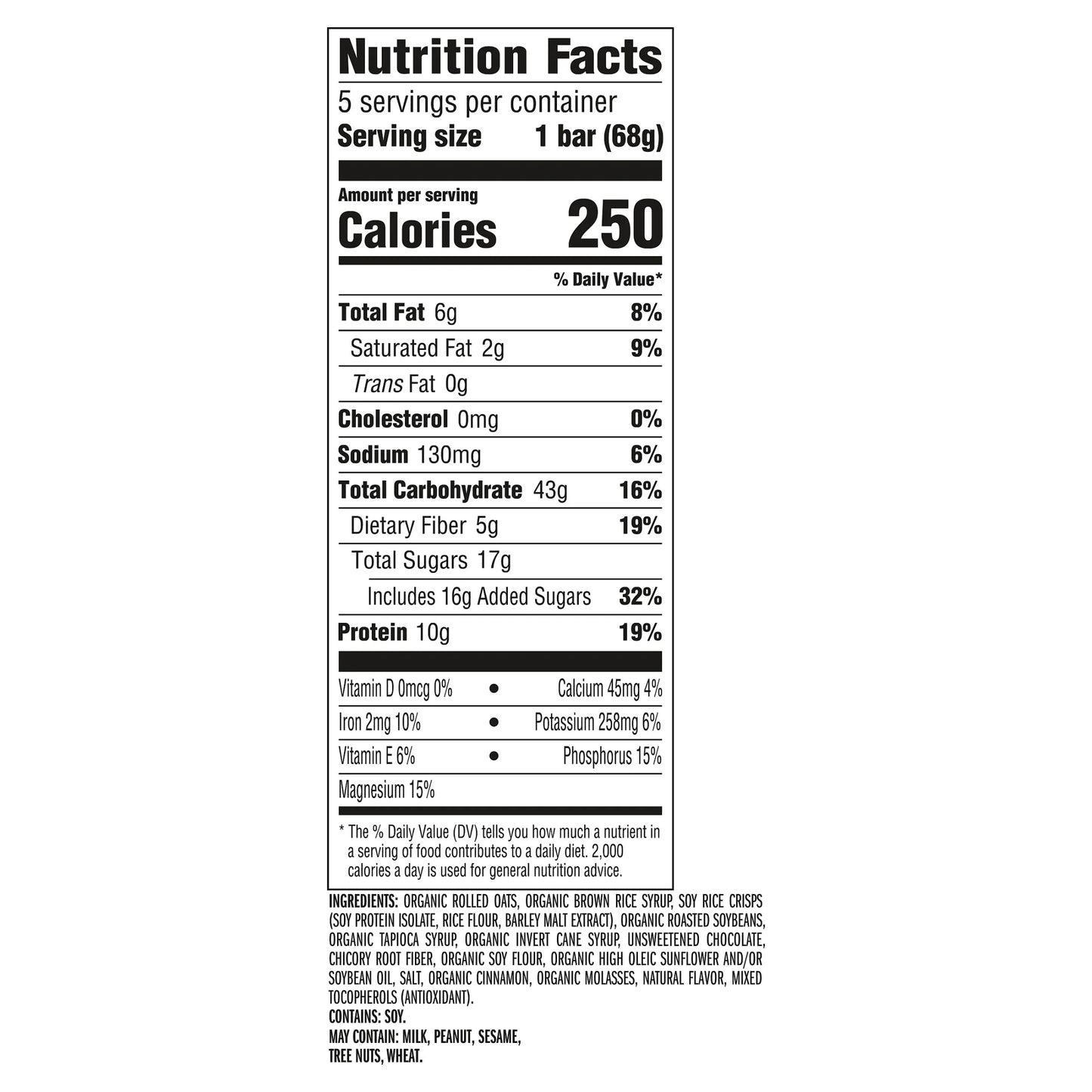 Energy Protein Bars, Chocolate Chip, 5Ct