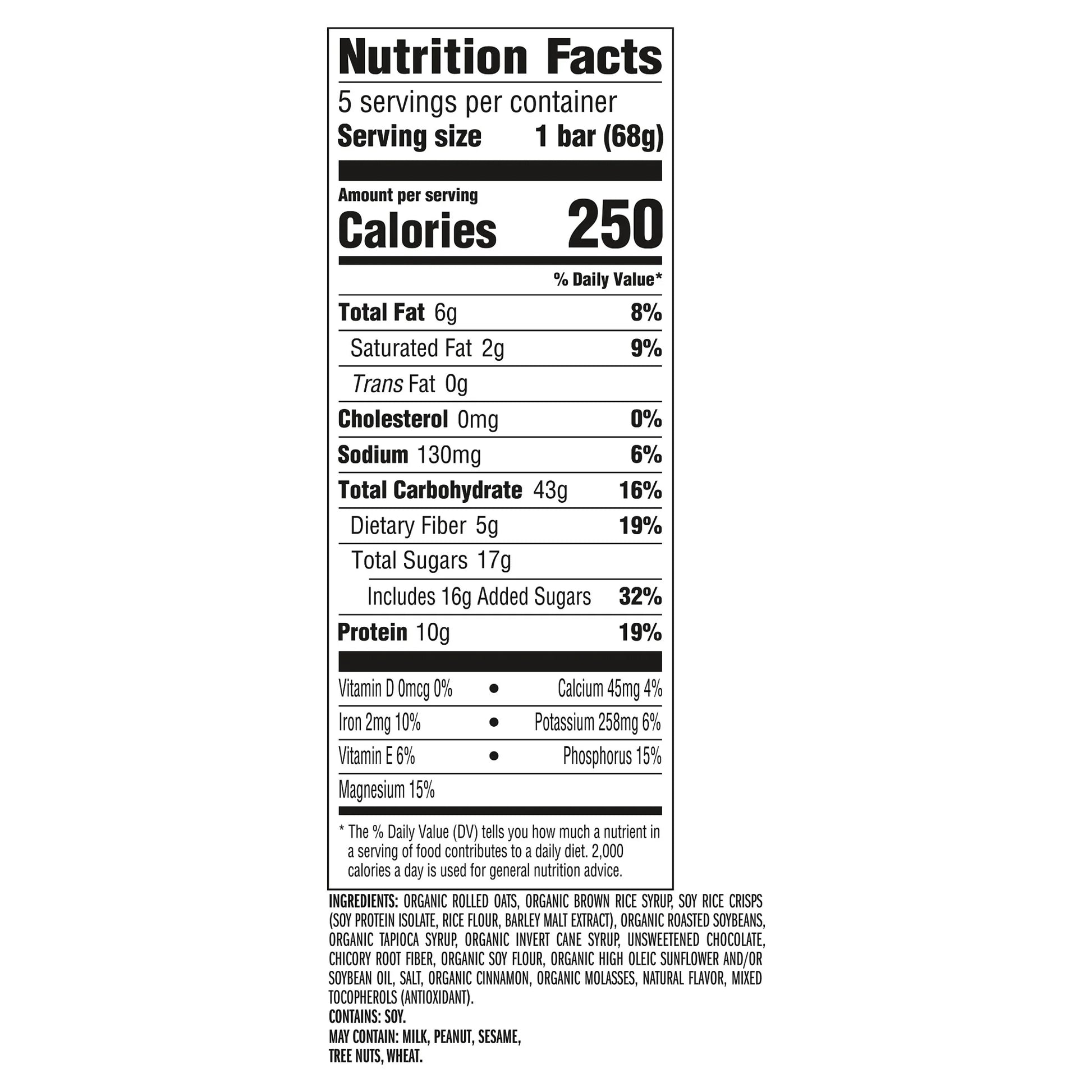 Energy Protein Bars, Chocolate Chip, 5Ct