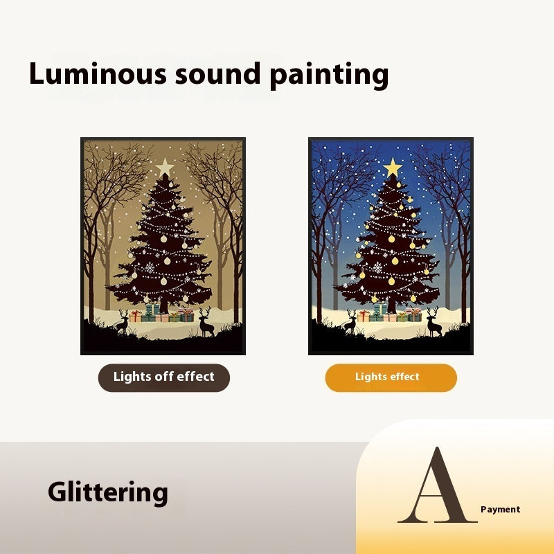 Christmas Tree Painting Bluetooth Speaker Desktop Ornament Gift Light