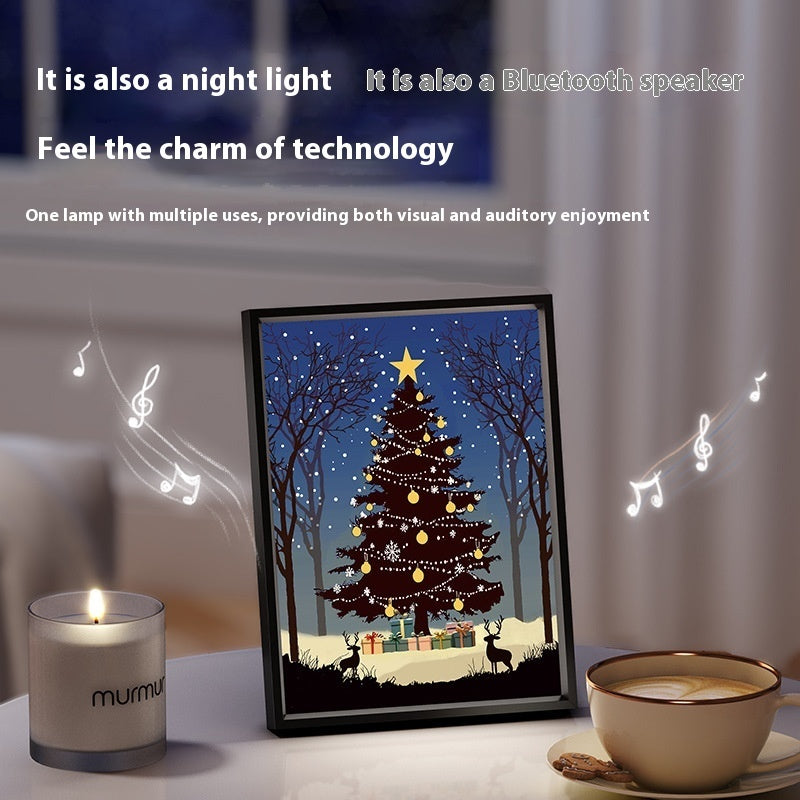Christmas Tree Painting Bluetooth Speaker Desktop Ornament Gift Light
